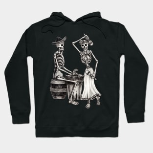 Sugar skull playing drum and dancing celebration day of the dead. Hoodie